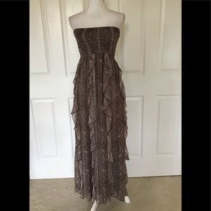bebe strapless maxi dress animal print XS